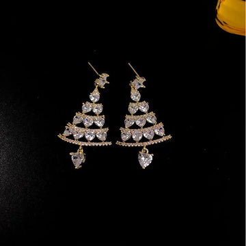 DAIIIBABYYY  -  Hot Selling Shiny Rhinestone Hollow Christmas Tree Earrings Women's Fashion Luxury Versatile Charm Earrings Holidays Gift 2024